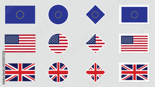 National Design Featuring USA, EU, and Britain Identity