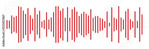 Red sound wave icon. Red Podcast soundwave line of voice. Record music player in red colour. Mobile talk track. Red Sound waves for voice message. Audio wave icon.Waves of the equalizer. 