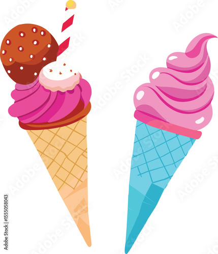 hand holding ice cream, ice cream cone isolated on transparent background