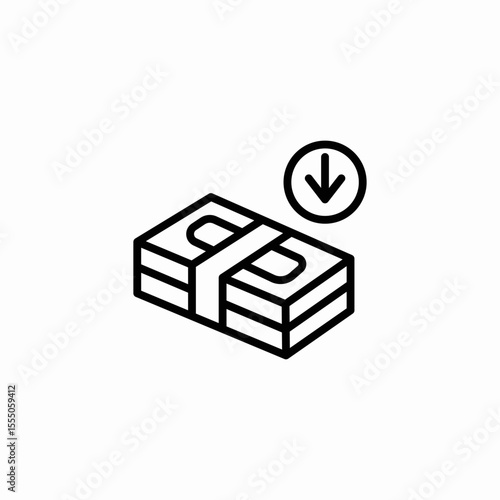 money down arrow icon sign vector