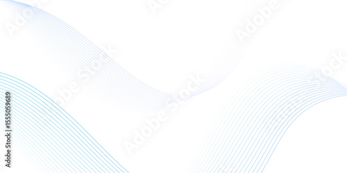 Delicate, sheer blue and white lines form subtle, ethereal waves across a clean white background, creating a minimalist and serene abstract design with a light, airy feel.