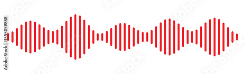 Red sound wave icon. Red Podcast soundwave line of voice. Record music player in red colour. Mobile talk track. Red Sound waves for voice message. Audio wave icon.Waves of the equalizer. 