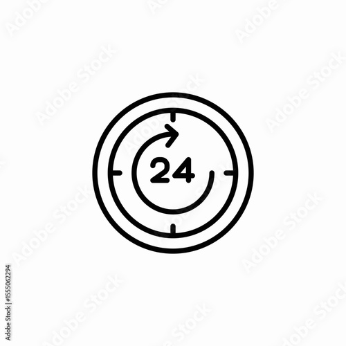 twenty-four hour clock icon sign vector