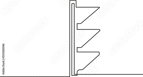 Continuous One Line Vector Illustration of Traffic Light from Right Side View – Minimalist Outline Design with Red, Yellow, and Green Signals for Urban Street Safety and Transportation Concepts
