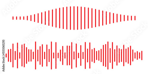 Red Music wave line sound icon audio frequency signal podcast radio sound wave . Red sound wave Effect. Red sound and audio waves. Volume wave ,Waves of the equalizer. Podcast soundwave line of voice.