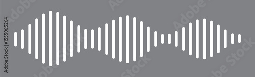 White sound wave icon vector on black background. Podcast soundwave line of voice. Record music player Icon. Mobile talk track. Sound waves for voice message. Audio wave icon.Waves of the equalizer. 