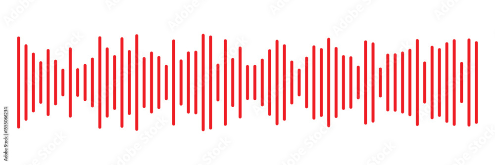 © NOVA STOCK - Red Music wave line sound icon audio frequency signal podcast radio sound wave . Red sound wave Effect. Red sound and audio waves. Volume wave ,Waves of the equalizer. Podcast soundwave line of voice.