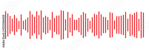 Red sound wave icon. Red Podcast soundwave line of voice. Record music player in red colour. Mobile talk track. Red Sound waves for voice message. Audio wave icon.Waves of the equalizer. 