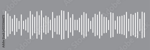  White sound wave icon vector on black background. Podcast soundwave line of voice. Record music player Icon. Mobile talk track. Sound waves for voice message. Audio wave icon.Waves of the equalizer. 