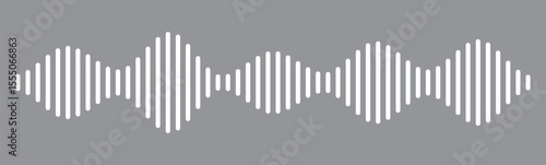  White sound wave icon vector on black background. Podcast soundwave line of voice. Record music player Icon. Mobile talk track. Sound waves for voice message. Audio wave icon.Waves of the equalizer. 