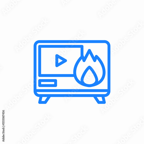 video streaming fire icon sign vector