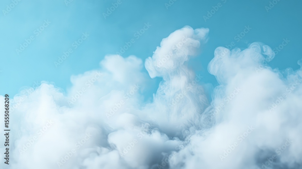 Obraz premium Abstract clouds of white vapor against a pastel blue sky