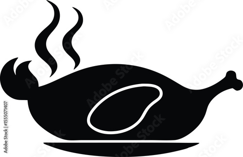  steaming roasted poultry silhouette vector
