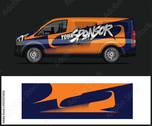 Orange and Navy Blue Van Wrap Design Template