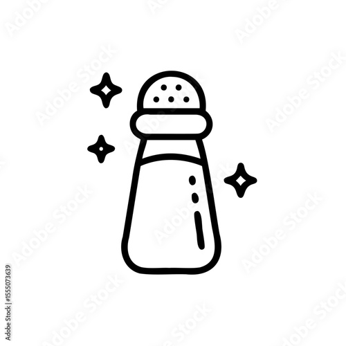 Salt shaker with starbursts on background handdrawn vector seasoning condiment