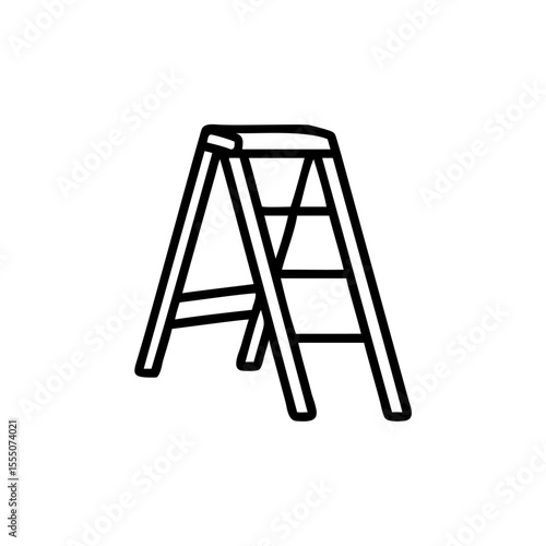 Handdrawn step ladder on a background showing construction equipment steps outline