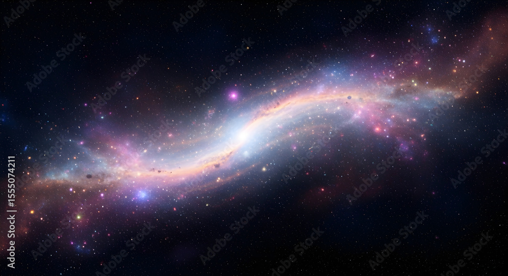 Fototapeta premium Captivating cosmic dance A swirling galaxy ablaze with stellar light and nebulous beauty, evoking wonder and celestial exploration.