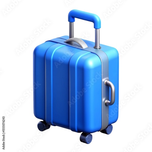 Vibrant Blue Rolling Suitcase Isolated on White Background Perfect for Travel and Vacation Concepts