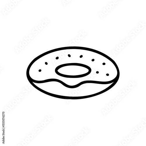 Handdrawn donut with sprinkles a hole on a background food dessert