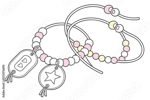 Handmade intertwined bracelet illustration with bold color accents