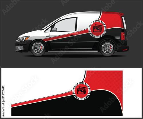 Van Graphic Design with Red and Black Decals