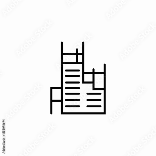 multi-story building construction icon sign vector