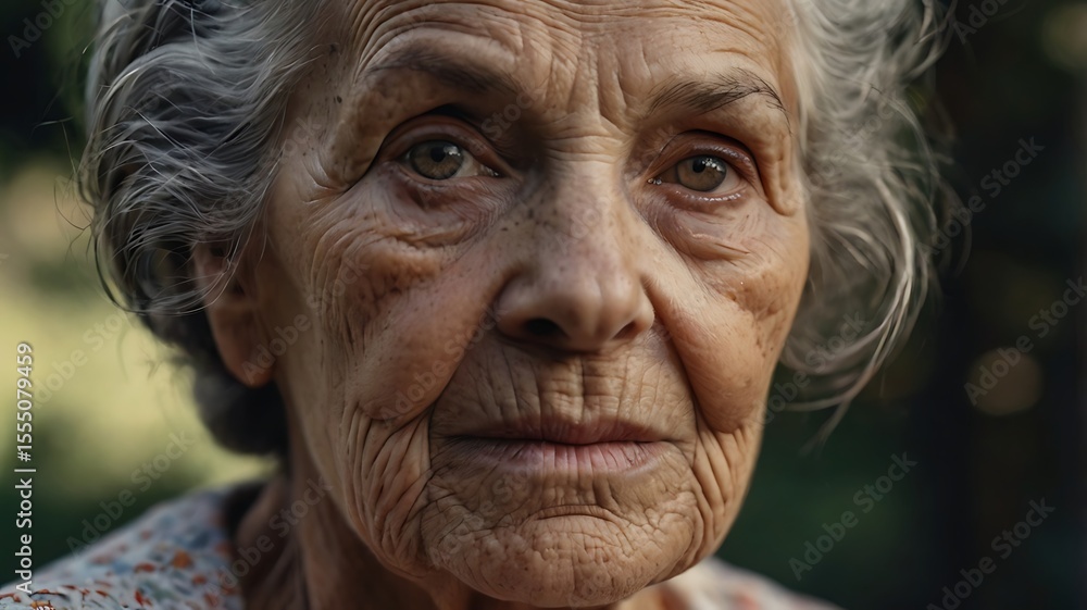 Close-Up Portrait of Elderly Woman with Wrinkles and Wise Eyes in Soft Morning Light Close-Up Portrait of Elderly Woman with Wrinkles and Wise Eyes in Soft Morning Light