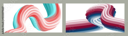 Abstract volumetric background. Cords. set of two illustrations. Toothpaste in a tube. Minimalism. Creative modern background. Cover design, wallpaper, background. eps vector.