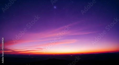 Vibrant Sunset Sky over Mountains