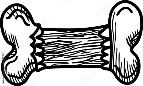 bone illustration hand drawn animal bone, doodle snack for pets, skeletal anatomy element