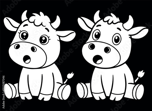 Cute baby cow standing vector illustration