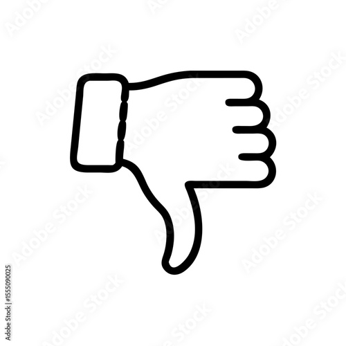 Black and White Thumbs Down Icon – Minimalist Outline Vector Symbol for Dislike, Negative Feedback, Downvote, Rejection, or Unfavorable Opinion in Social Media, Reviews, and Online Interactions"