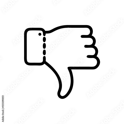 Black and White Thumbs Down Icon – Minimalist Outline Vector Symbol for Dislike, Negative Feedback, Downvote, Rejection, or Unfavorable Opinion in Social Media, Reviews, and Online Interactions"