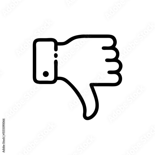 Black and White Thumbs Down Icon – Minimalist Outline Vector Symbol for Dislike, Negative Feedback, Downvote, Rejection, or Unfavorable Opinion in Social Media, Reviews, and Online Interactions"