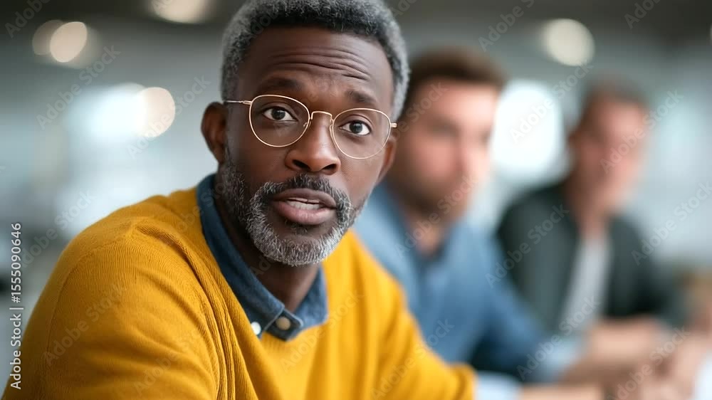 Diverse business team engaged in a dynamic marketing strategy meeting. Diverse business team engaged in a dynamic marketing strategy meeting.