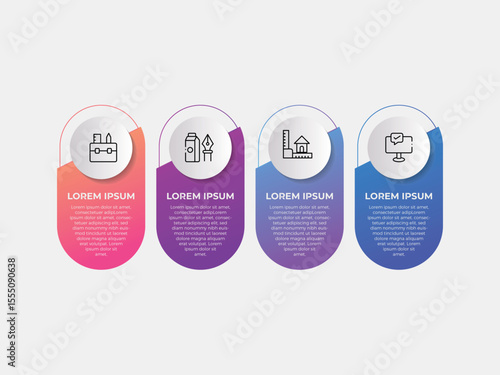 Infographics design template, business concept with 4 steps or options, can be used for workflow layout, diagram, annual report, web design.Creative banner, label vector.