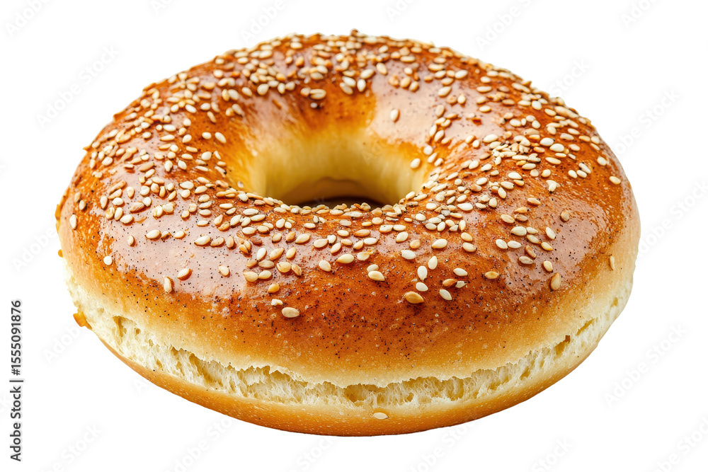 Sesame seed bagel isolated on a transparent background showing its glossy finish and texture perfect for sandwich creations or breakfast meals Sesame seed bagel isolated on a transparent background showing its glossy finish and texture perfect for sandwich creations or breakfast meals
