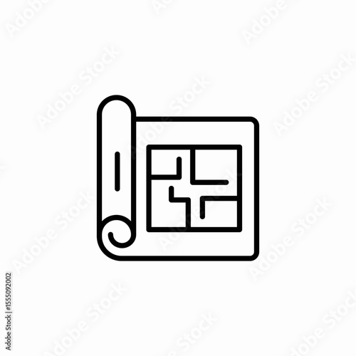 floor plan blueprint icon sign vector