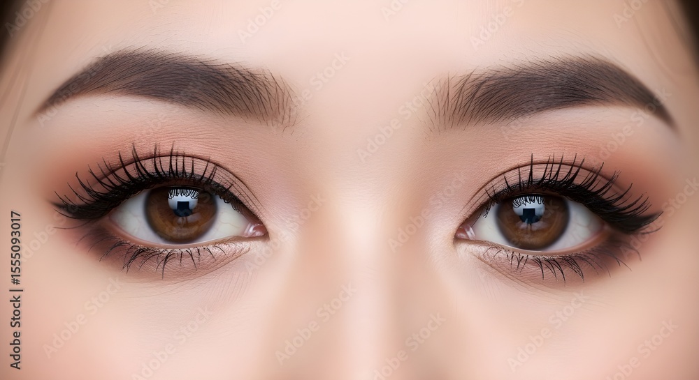 Fototapeta premium 女性の目元のクローズアップ、ビューティーメイクアップとアイラッシュ
