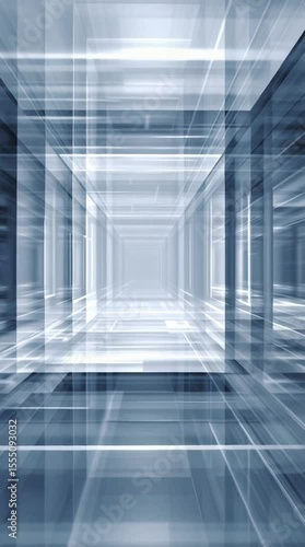 Wallpaper Mural A futuristic, abstract tunnel with transparent walls and a sense of depth, rendered in blue and white tones. Torontodigital.ca