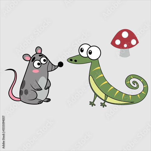 Happy New Year snake cartoon animal set with funny wildlife characters and