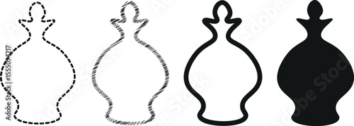 Set of Unique Pottery Icons – Variety of Clay Jugs, Amphoras, and Ceramic Vessels in Minimal Line and Bold Silhouette Styles – Vector Design Elements for Heritage Projects