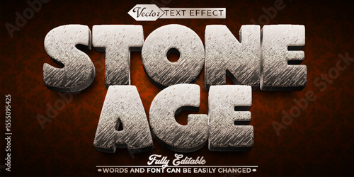 Cartoon Stone Age Vector Editable Text Effect Template