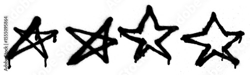 Star Graffiti Grunge Spray Paint Stroke Vector Set