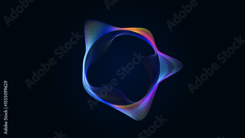 Abstract glowing circular soundwave with vibrant colors on a dark background, audio visualization and modern technology.