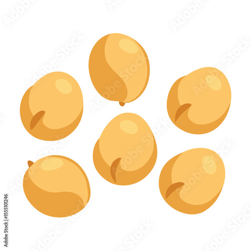 six chickpeas vegetable separately set  isolated  on white background