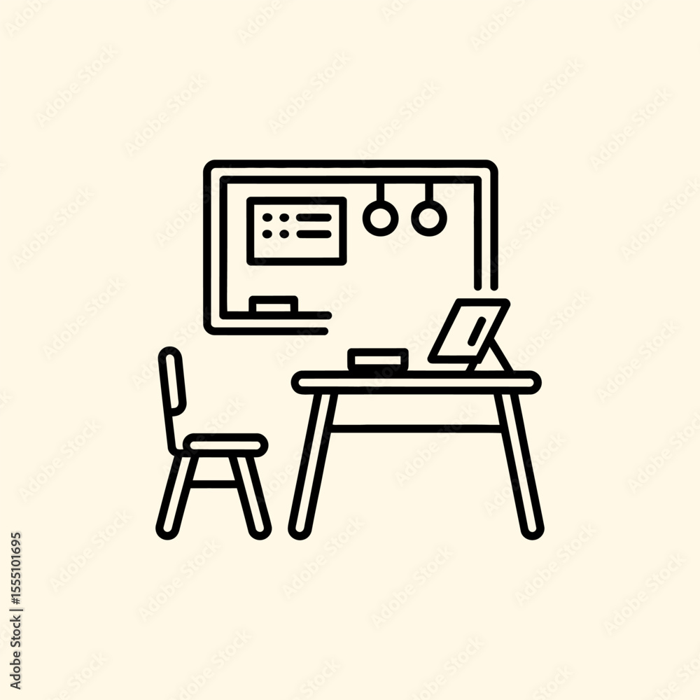 Fototapeta premium Classroom icon vector illustration, Classroom teaching sign, Education and e-learning icon