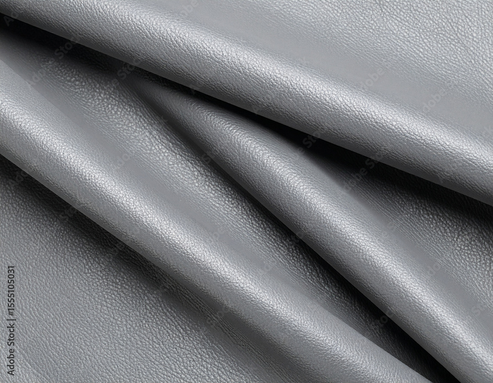 Fototapeta premium Gray leather with draped wrinkle surface texture