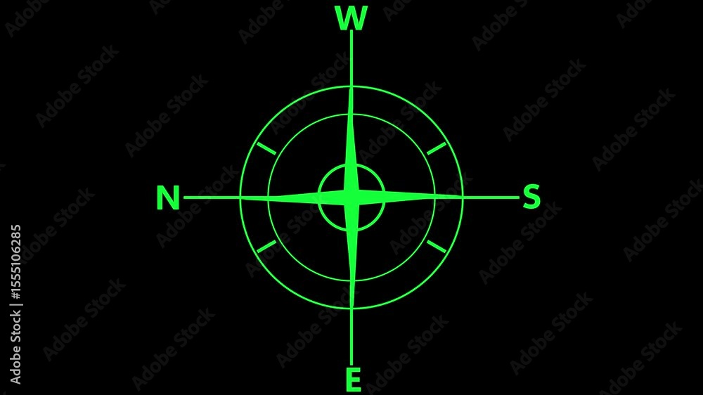 Compass icon animated.direction illustration video animation green.gps ...