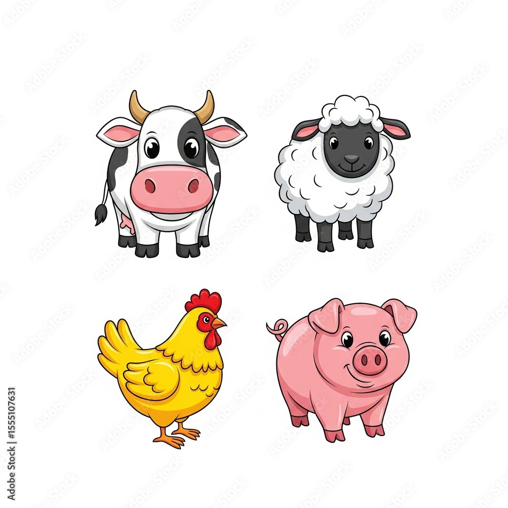 Obraz premium farm animals collection